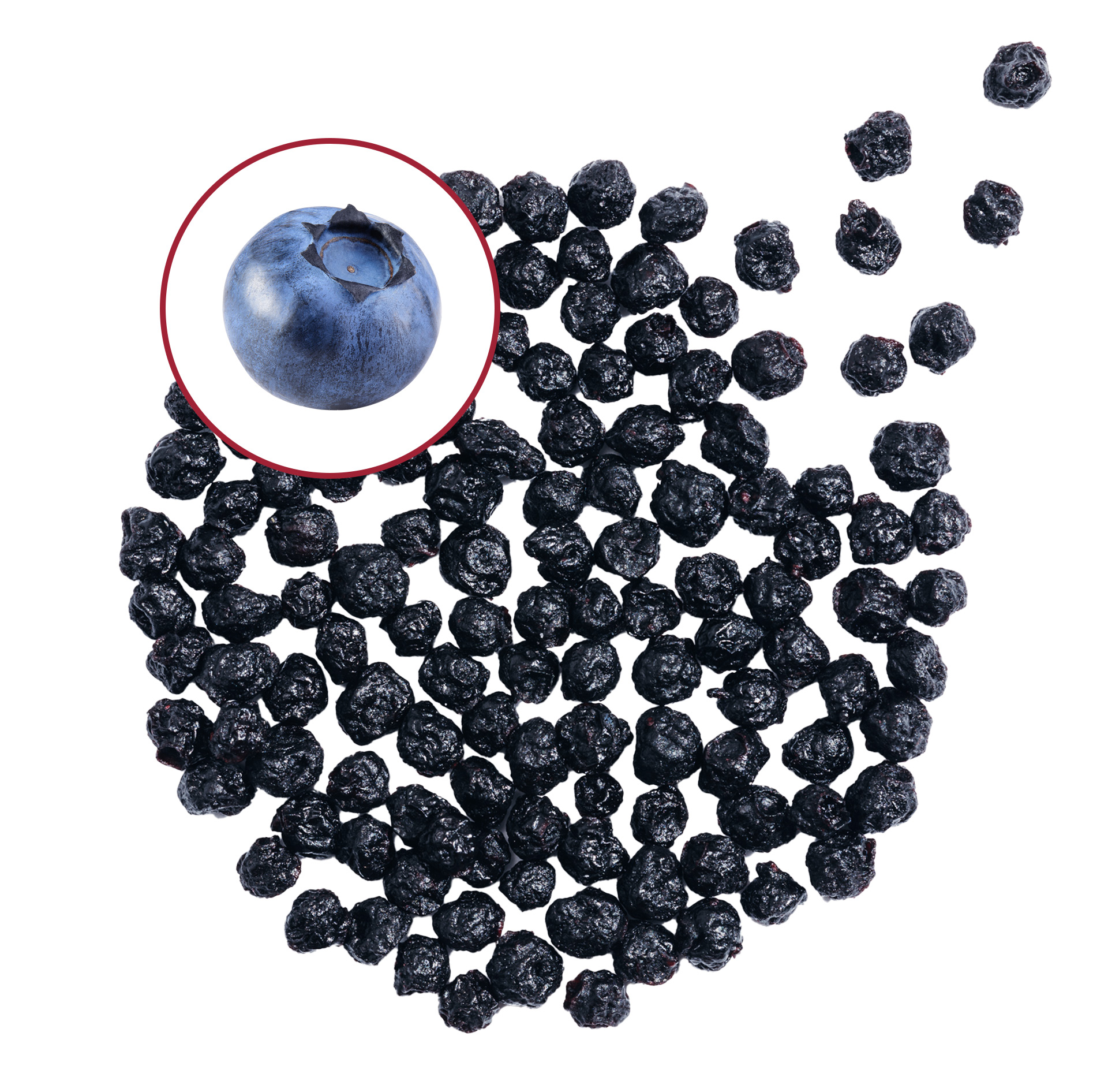 Dried wild blueberries sweetened and blueberry flavoured