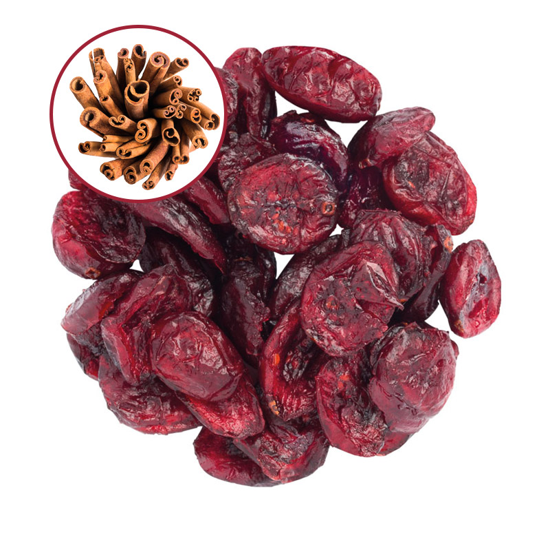 Canneberge séchées tranchées aromatisées à la cannelle